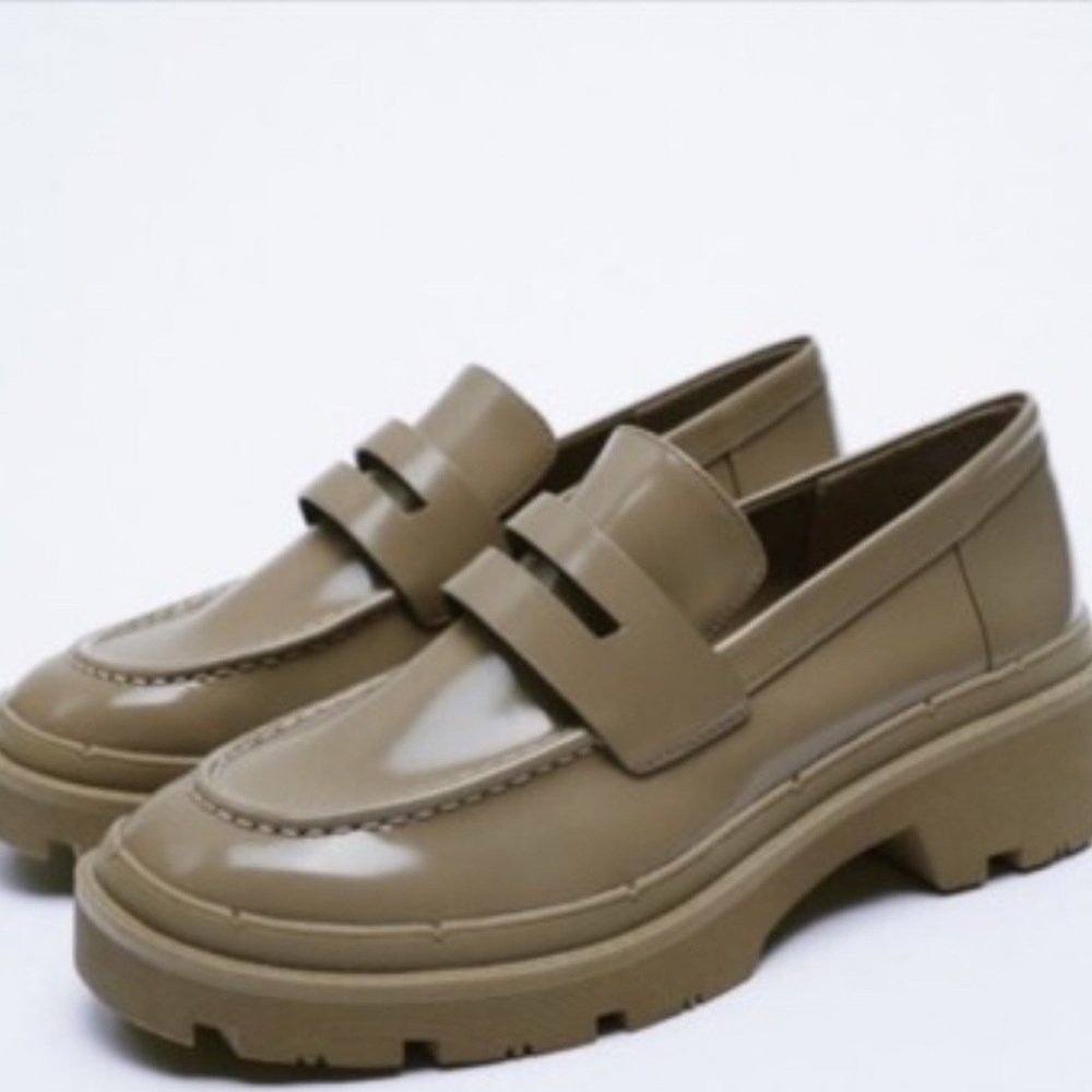 Zara Brown Chunky Loafers for Women
